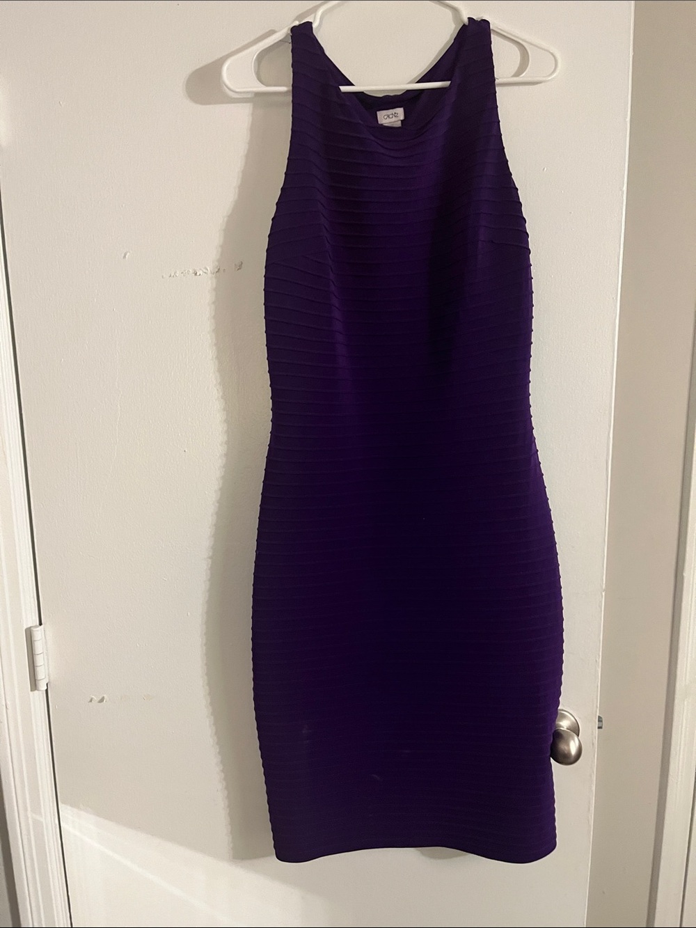 Sleek Purple Ribbed Midi Dress -
